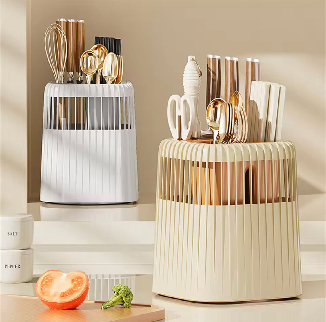 Kitchen Multifunctional Rotating Knife and Cutlery Rage, Household Knife Storage Countertop, Durable Spoon Fork Storage Shelf Kitchen Multifunctional Rotating Knife and Cutlery Rage, Household Knife Storage Countertop, Durable Spoon Fork Storage Shelf